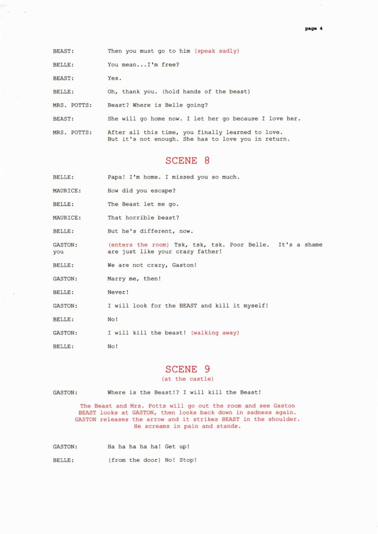 Beauty and the beast story telling script